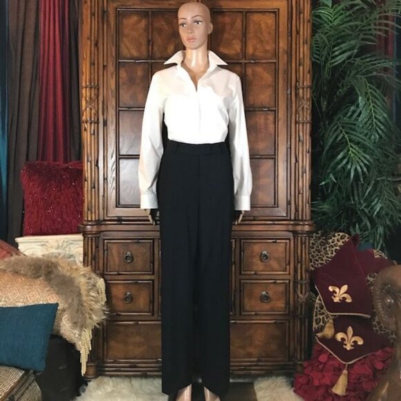 NWOT Anne Klein Montreal Manor Black Wool Blend Angle Pocket Straight Trouser - Picture 3 of 10